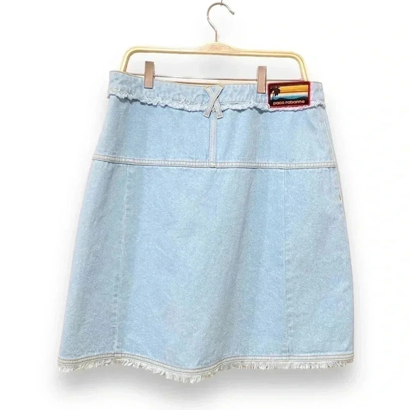 NWT Paco Rabanne Asymmetric Button Front Denim Skirt Size 12 - Picture 5 of 11